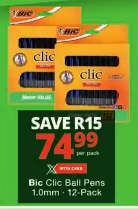 Bic Clic Ball Pens 1.0mm 12-Pack