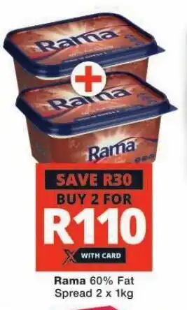 Checkers Rama 60% Fat Spread 2 x 1kg offer