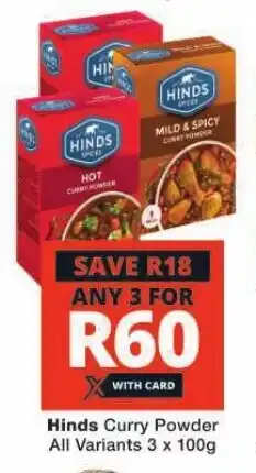 Checkers Hinds Curry Powder All Variants 3 x 100g offer