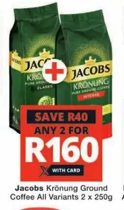 Checkers Jacobs Krönung Ground Coffee All Variants 2x 250g offer