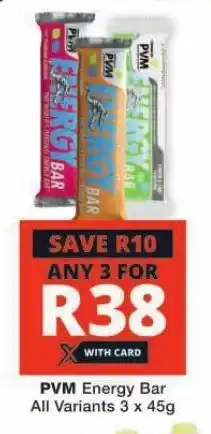 Checkers PVM Energy Bar All Variants 3 x 45g offer