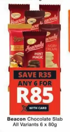 Checkers Beacon Chocolate Slab All Variants 6 x 80g offer