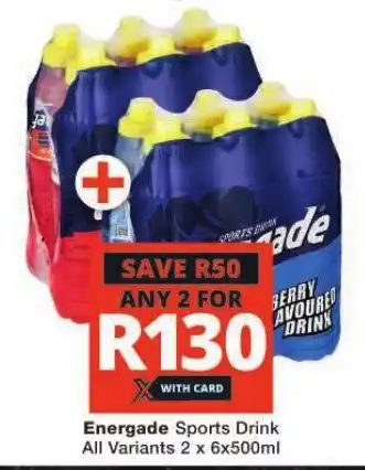 Checkers Energade Sports Drink All Variants 2 x 6x500ml offer