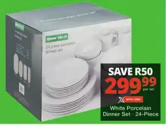 Checkers White Porcelain Dinner Set 24-Piece offer