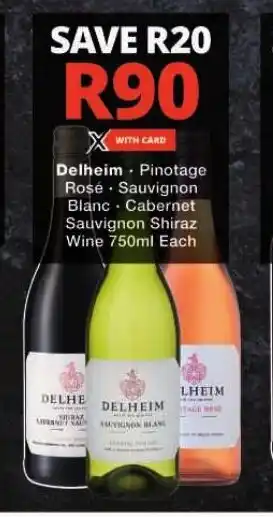 Delheim Pinotage Rosé Sauvignon Blanc Cabernet Sauvignon Shiraz Wine 750ml Each