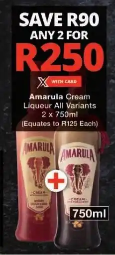 Checkers Amarula Cream Liqueur All Variants 2 x 750ml offer