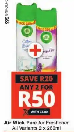Checkers Air Wick Pure Air Freshener All Variants 2 x 280ml offer
