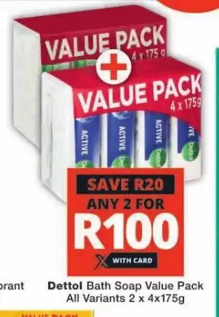 Checkers Dettol Bath Soap Value Pack All Variants 2 x 4x175g offer