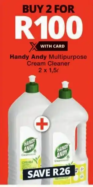 Checkers Handy Andy Multipurpose Cream Cleaner 2 x 1,5L offer