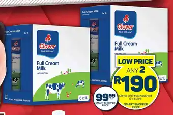 Pick n Pay Hypermarket Clover UHT Milk Assorted 6x1 Litre offer