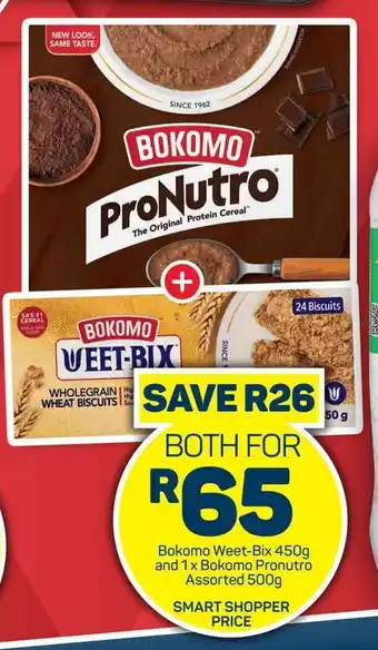 Pick n Pay Hypermarket Bokomo Weet-Bix 450g and 1x Bokomo Pronutro Assorted 500g offer