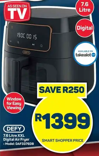 Pick n Pay Hypermarket DEFY 7.6 Litre XXL Digital Air Fryer offer