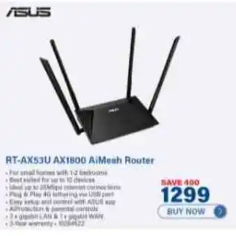 Incredible Connection ASUS RT-AX53U AX1800 AiMesh Router offer