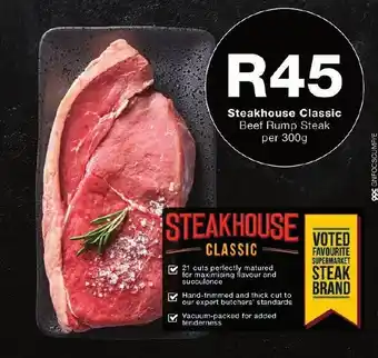 Checkers Steakhouse Classic Beef Rump Steak per 300g offer