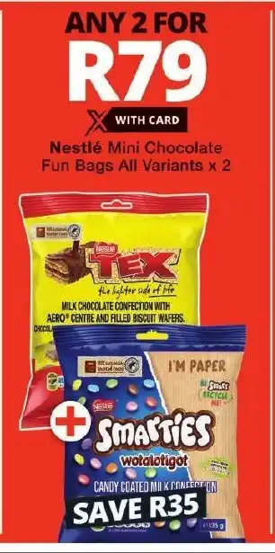 Checkers Nestlé Mini Chocolate Fun Bags All Variants x 2 offer