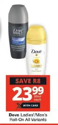 Dove Ladies'/Men's Roll-On All Variants