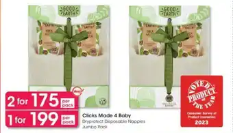 Clicks Clicks Made 4 Baby Dryprotect Disposable Nappies Jumbo Pack offer