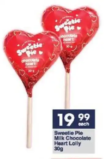 Sweetie Pie Milk Chocolate Heart Lolly 30g