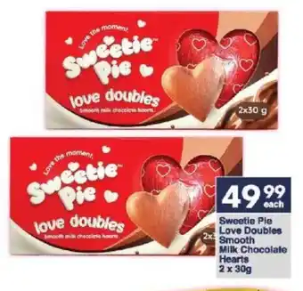 President Hyper Sweetie Pie Love Doubles Smooth Milk Chocolate Hearts 2 x 30g offer