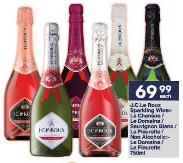 J.C.Le Roux Sparkling Wine 750ml offer at President Hyper