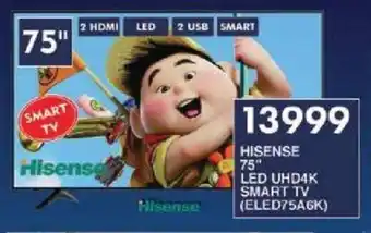President Hyper HISENSE 75" LED UHD4K SMART TV (ELED75A6K) offer