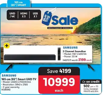 Makro SAMSUNG 165 cm (65") Smart UHD TV offer