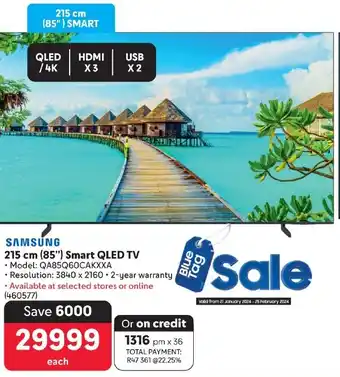 Makro SAMSUNG 215 cm (85") Smart QLED TV offer