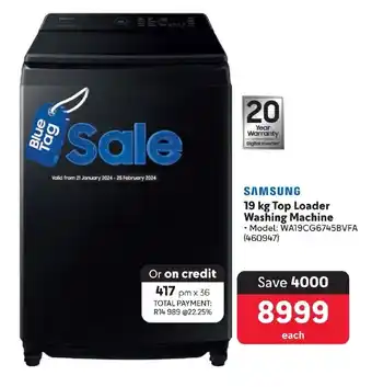 Makro SAMSUNG 19 kg Top Loader Washing Machine offer