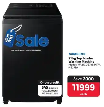 Makro SAMSUNG 21 kg Top Loader Washing Machine offer