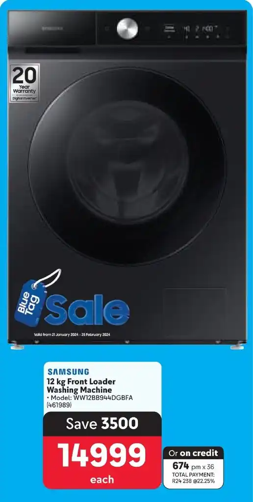 Samsung 12 Kg Front Loader Washing Machine Offer At Makro 8890