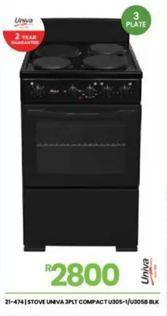 Fair Price STOVE UNIVA 3PLT COMPACT U305-1/U305B BLK offer