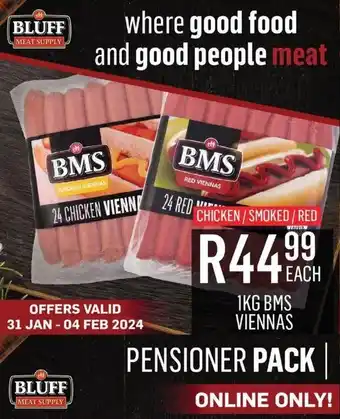 Bluff Meat Supply 1KG BMS VIENNAS offer