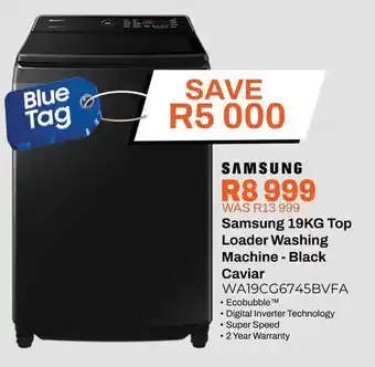 Samsung 19KG Top Loader Washing Machine Black Caviar