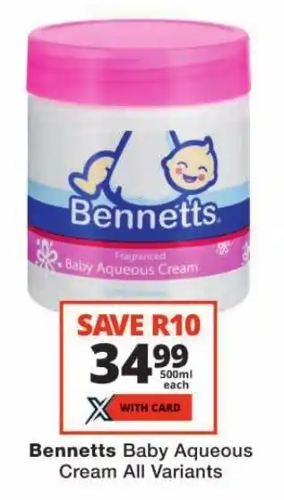 Checkers Bennetts Baby Aqueous Cream All Variants offer