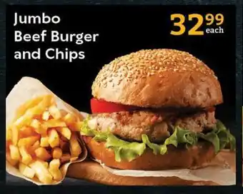 Oxford Freshmarket Jumbo Beef Burger and Chips offer