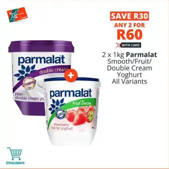 Checkers 2 x 1kg Parmalat Smooth/Fruit/ Double Cream Yoghurt All Variants offer