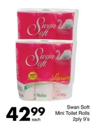 Save Hyper Swan Soft Mini Toilet Rolls 2ply 9's offer
