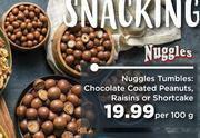 Food Lover's Market Nuggles Tumbles: Chocolate Coated Peanuts, Raisins Or Shortcake-Per 100g offer