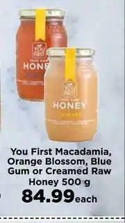 Food Lover's Market You First Macadamia,Orange Blossom,Blue Gum Or Creamed Raw Honey-500g Each offer