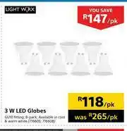 Builders Warehouse Lightworx 3 W LED Globes-Per Pk offer