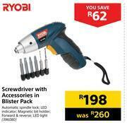 Builders Warehouse Ryobi Screwdriver With Accessories In Blister Pack offer