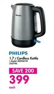 Builders Warehouse Philips 1.7L Cordless Kettle HDP9350 90 offer