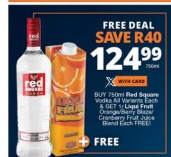 Checkers Liquor Shop Red Square Vodka All Variants 750ml offer