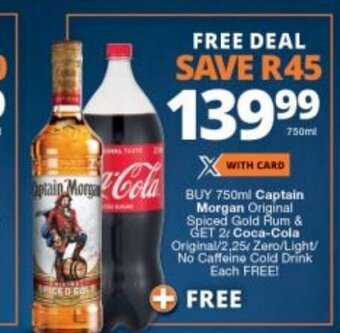 Checkers Liquor Shop Captain Morgan Original Spiced Gold Rum 750mL offer