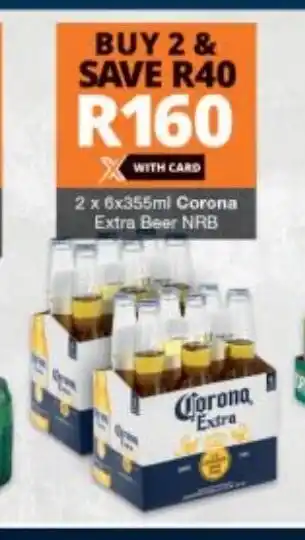 Checkers Liquor Shop Corona Extra Beer NRB 2 x 6x355ml offer