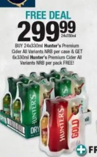 Hunter's Premium Cider All Viriants NRB per case 24x330ml