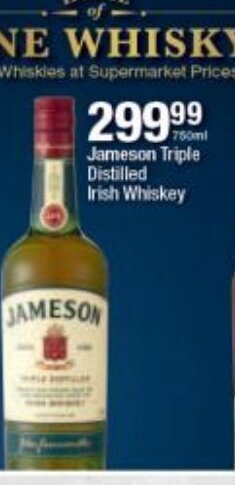 Checkers Liquor Shop Jameson Triple Distilled Irish Whiskey 750ml offer
