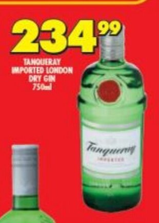 Shoprite Liquor Tanqueray Imported London Dry Gin 750ml offer