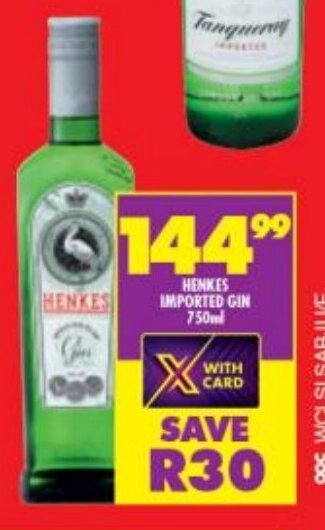 Shoprite Liquor Henkes Imported Gin 750ml offer