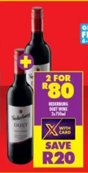 Shoprite Liquor Nedenburg Duet Wine 2x750ml offer